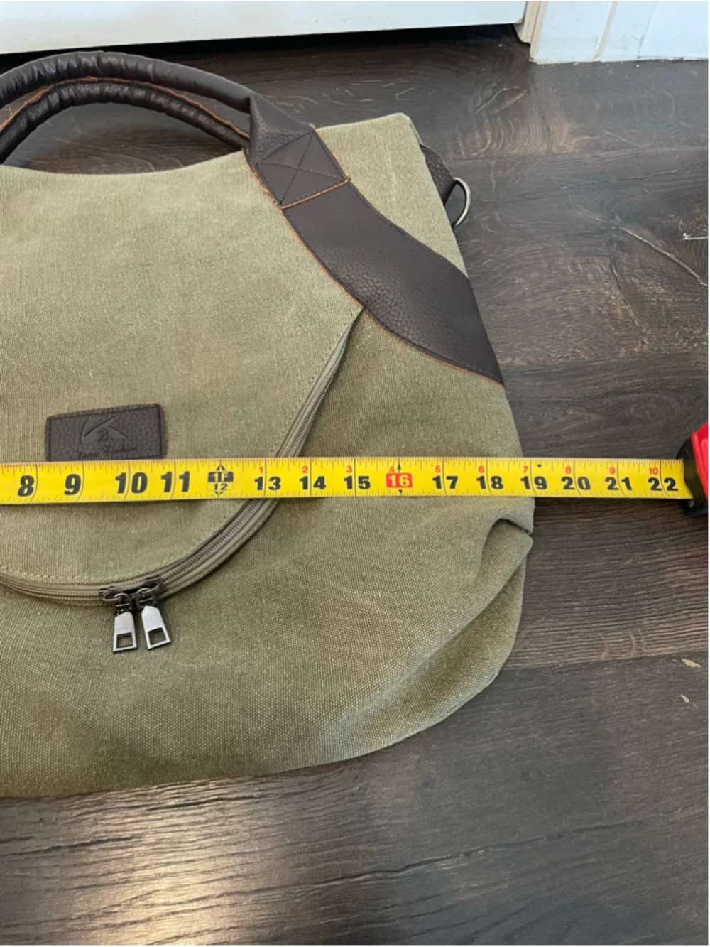 K2 CLASSIC FASHION Canvas Leather Shoulder Bag Messenger Bag Olive